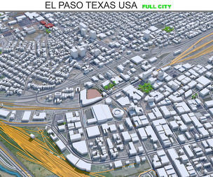 El Paso Texas city USA 3d model  60 km