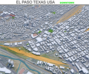 El Paso Texas Downtown city USA 3d model  6km