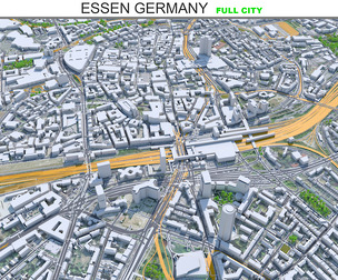 Essen city Germany 3d model 40km