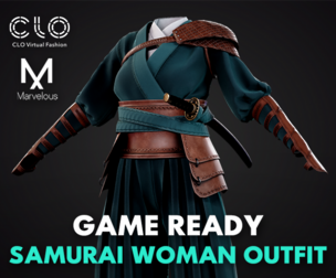 Low Poly Samurai Woman Outfit