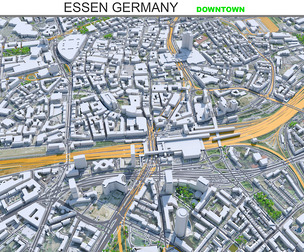 Essen Downtown city Germany 3d model 6km