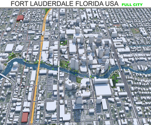 Fort Lauderdale city Florida 3d model  40km