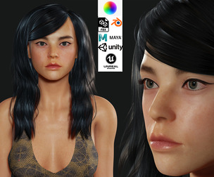 Free Realistic Female Korean naked Free low-poly