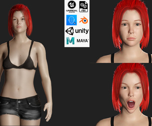 Free Red Hair Woman Game Ready