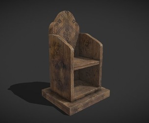 Rustic Medieval Wooden Bedside Book Shelf