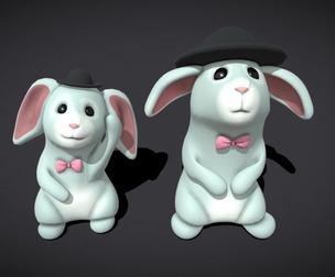 Two Bunnies with Hats