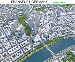 Frankfurt Downtown City Germany 3D Model 8km
