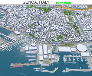 Genoa Downtown City Italy 3d model 8km