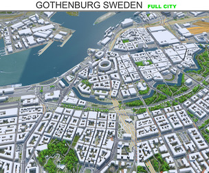 Gothenburg city Sweden 3d model 80km
