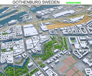 Gothenburg Downtown city Sweden 3d model 7km