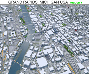 Grand Rapids city MI USA 3d model 40Km