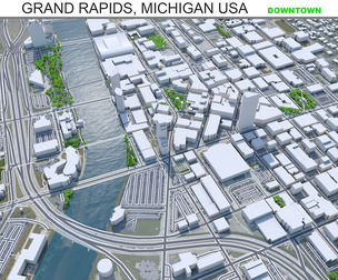Grand Rapids Downtown city MI USA 3d model 5Km