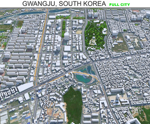 Gwangju city South Korea 3d model 45km