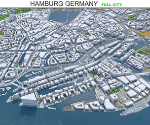 Hamburg City Germany 3D Model 50km