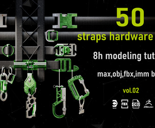 50 Straps Hardware 3D Models+imm brushes +tutorial
