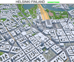 Helsinki Downtown city Finland 3d model 11km