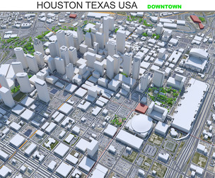Houston Downtown City Texas 3D Model 6km