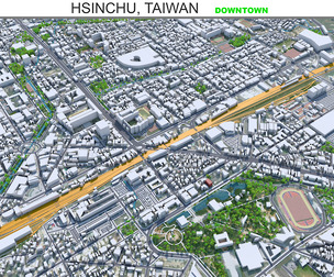 Hsinchu Downtown city Taiwan 3d model 6km