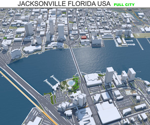 Jacksonville Florida city USA 3d model  80km