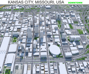 Kansas Downtown City Missouri USA 3d model 10km