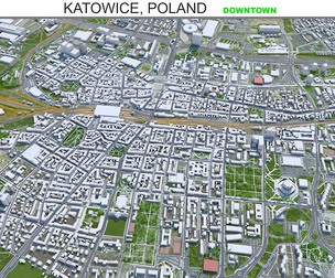 Katowice Downtown City Poland 3d model  8km