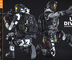 50 HQ Poses 3D models of soldiers
