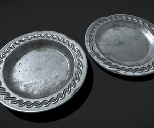 Pewter Ornamented Plates