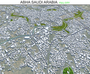 Abha city Saudi Arabia 3d model 50km