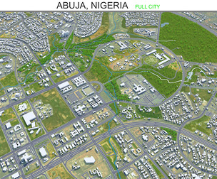 Abuja city Nigeria 3d model 40km