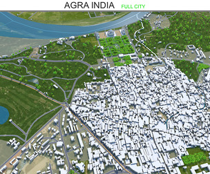 Agra city India 3d model 50km