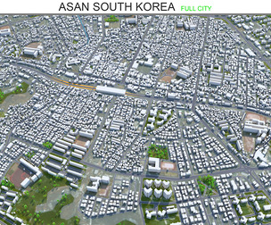 Asan City South Korea 3d model 20km
