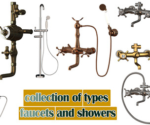 collection of types faucets and showers