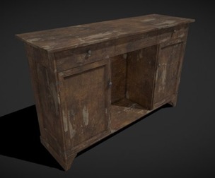 Rustic Wooden Double Door and Drawers