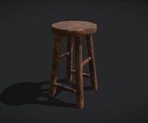 Rustic Wooden Bar Stool