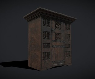 Rustic Medieval Wooden Armoire