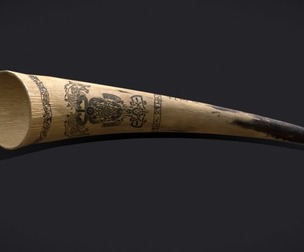 Ornate Viking Ox Horn