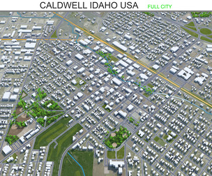 Caldwell City Idaho USA  3d model 20km
