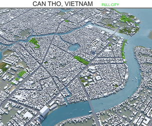 Can Tho city Vietnam 3d model 30km