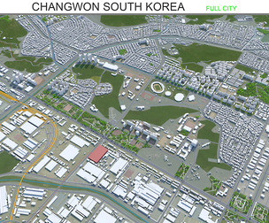 Changwon City South Korea 3d model 30km