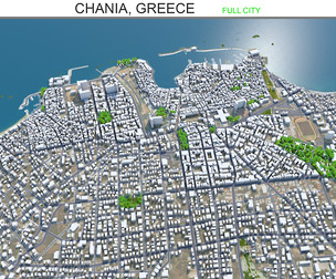 Chania city Greece 3d model 30km