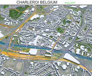 Charleroi City Belgium 3d model 25km