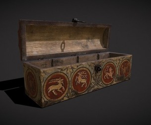 Painted Medieval Long Chest