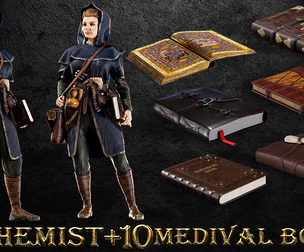 ALCHEMIST WITH 10 MEDIVAL BOOKS