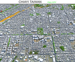 Chiayi city taiwan 3d model 30km