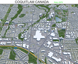 Coquitlam city Canada 3d model 20km