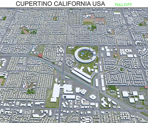 Cupertino City California USA 3d model 20km