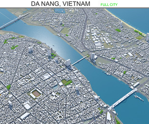 Da Nang city Vietnam 3d model 60km