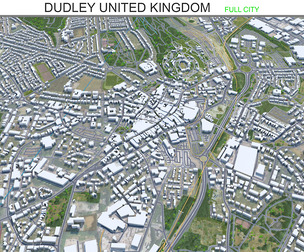 Dudley city United Kingdom 3d model 30km