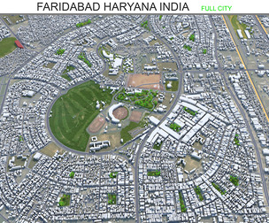 Faridabad City Haryana India 3d model 50km