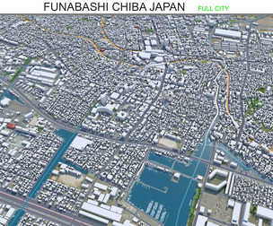 Funabashi City Chiba Japan 3d model 30km